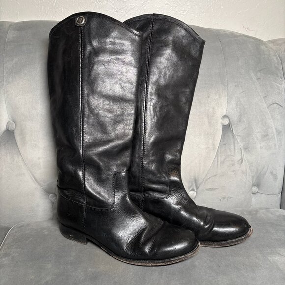 Frye Black Leather Tall Riding Boots – Size 9.5 MELISSA BUTTON - Picture 4 of 14